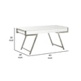 thumbnail image 5 of Benjara 63 Inch Office Desk with a Drawer, White Gloss Finish, Chrome Metal Frame, 5 of 5