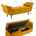 thumbnail image 4 of SZLIZCCC Storage Bed Bench for Bedroom, Velvet Upholstered Rolled Armed Button Tufted Sofa Stool Bench, Storage Ottoman Couch Long Bench with Solid Wood Legs Brown, 4 of 8