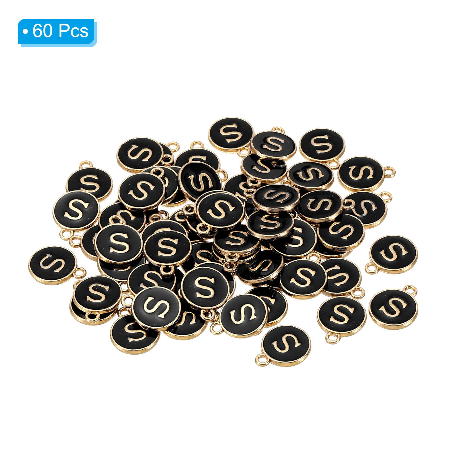Unique Bargains Letter Charm, 60Pcs Double Sided Alphabet Initial Charm Pendants "S"