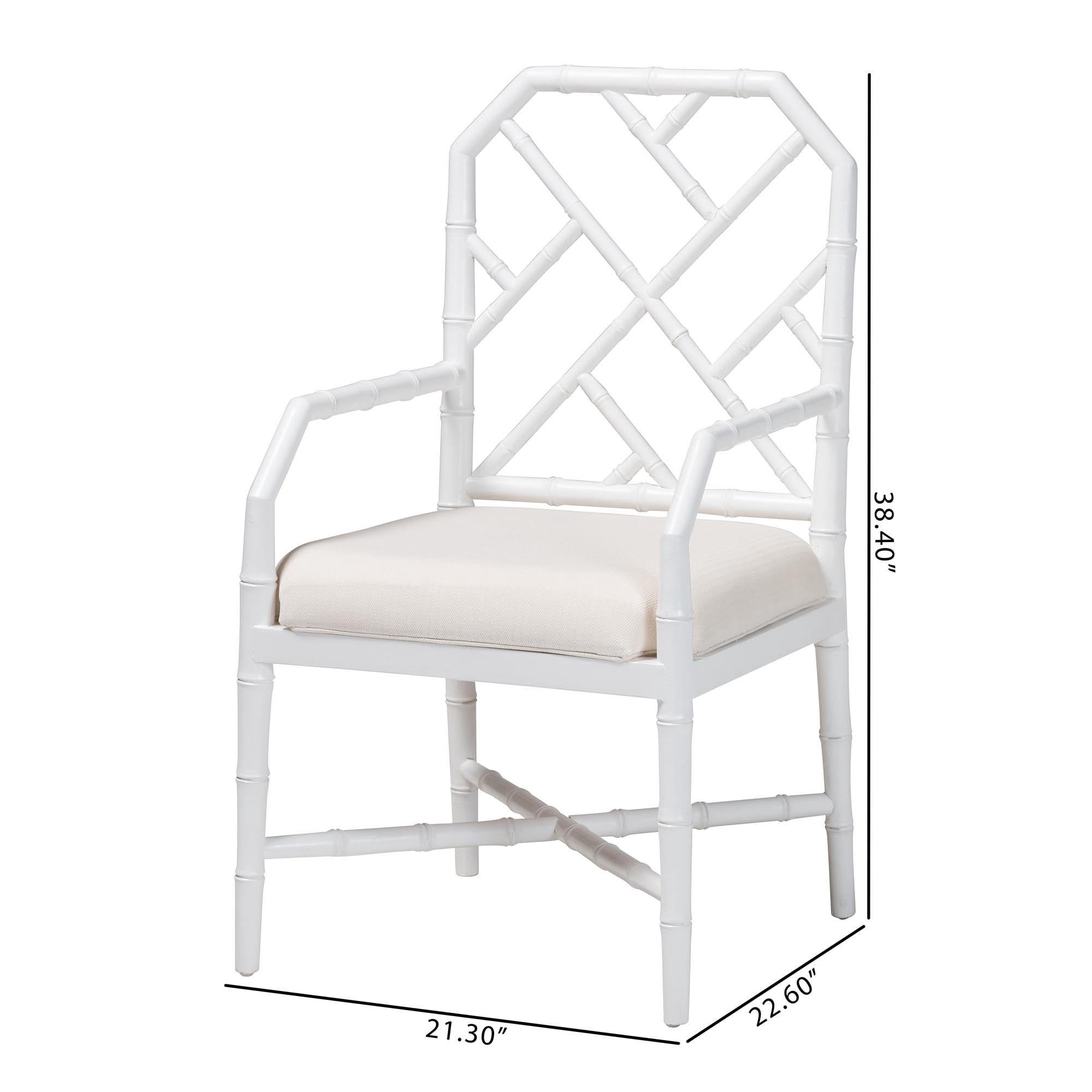 bali & pari Sergio Boho Dining Chair, Dining Height, Set of 2, White
