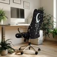 thumbnail image 3 of ZIATUBLES Office Chair Cover Stretch Anti-Dust Rotating Chair Slipcover Soft Spandex Computer Chair Cover Machine Washable Chair Protector Cover Home Decoration, L, Moon Star Twig Black, 3 of 7