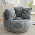 thumbnail image 2 of Aukfa 45" Oversized Round Bean Bag Chair, Deep Seat Lounger with 3 Pillows, No Assembly Sofa, Gray, 2 of 8