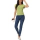 thumbnail image 2 of INSPIRE CHIC Camisetas de punto de manga corta casual para mujer, blusas básicas de verano de cuello redondo, ajuste slim, color sólido, S oliva, 2 of 6