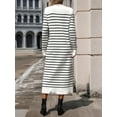thumbnail image 5 of Long Sweater Dress for Women Loose Knitwear Striped Long Dresses Stylish Autumn and Winter Outfits White XL, 5 of 9