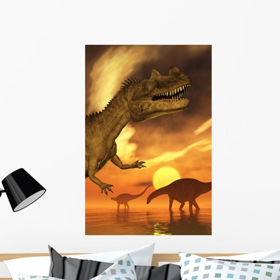 Dinosaur Sunset Wall Mural by Wallmonkeys Peel and Stick Graphic (36 in H x 24 in W) WM181472
