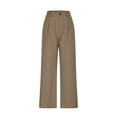 thumbnail image 4 of The Summer I Turned Pretty LEBONYARD Women's Wide Leg Pants with Pockets,Women's Solid Linen Pants Wide Leg Work Dress Pants Casual Business Pants with Pockets Khaki S, 4 of 9