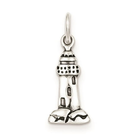 Florida Lighthouse Charm - Antiqued Lighthouse Charm Pendant 20mmx8mm 925 Sterling Silver