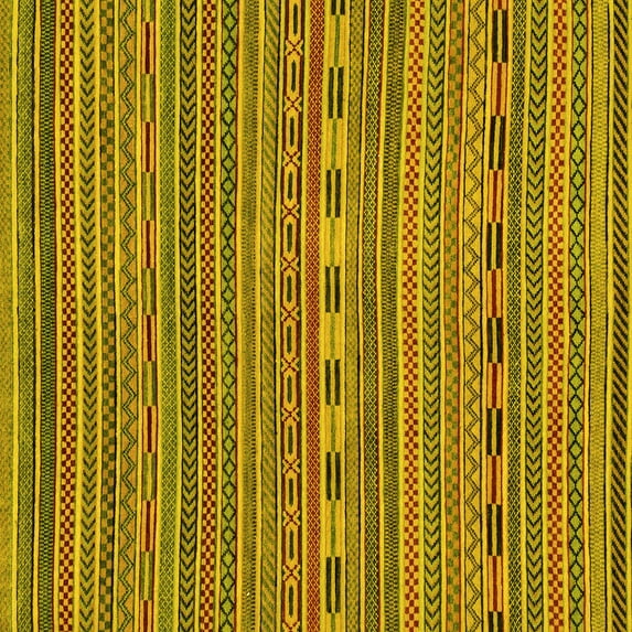 Ahgly Company Indoor Square Abstract Yellow Modern Area Rugs, 6' Square