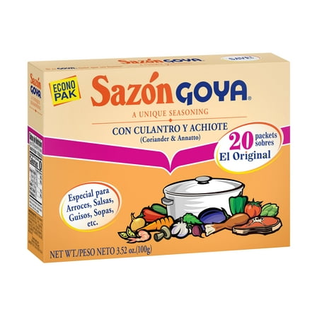 GOYA Sazon with Coriander and Annatto Seasoning Mix, 20 Packets, 3.52 oz Box
