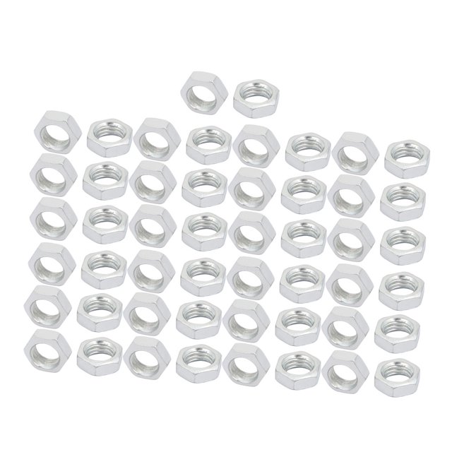 Unique Bargains 50Pcs M7 Female Thread Metal Hex Nut Screw Cap Fastener 4mm Thickness