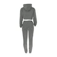 thumbnail image 5 of Kiapeise 3 Pcs Women Solid Color Outfits, Adults Long Sleeve Drawstring Hoodie + Tank Tops + Trousers with Pockets, 5 of 6
