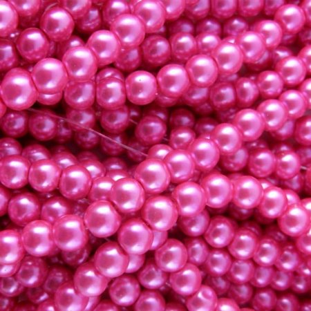Glass Pearl Beads 75pcs 8mm - Hot Pink