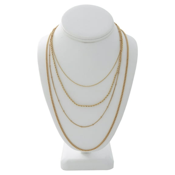 Time and Tru Women's Chain Necklace Set, Gold Tone, 4 Piece