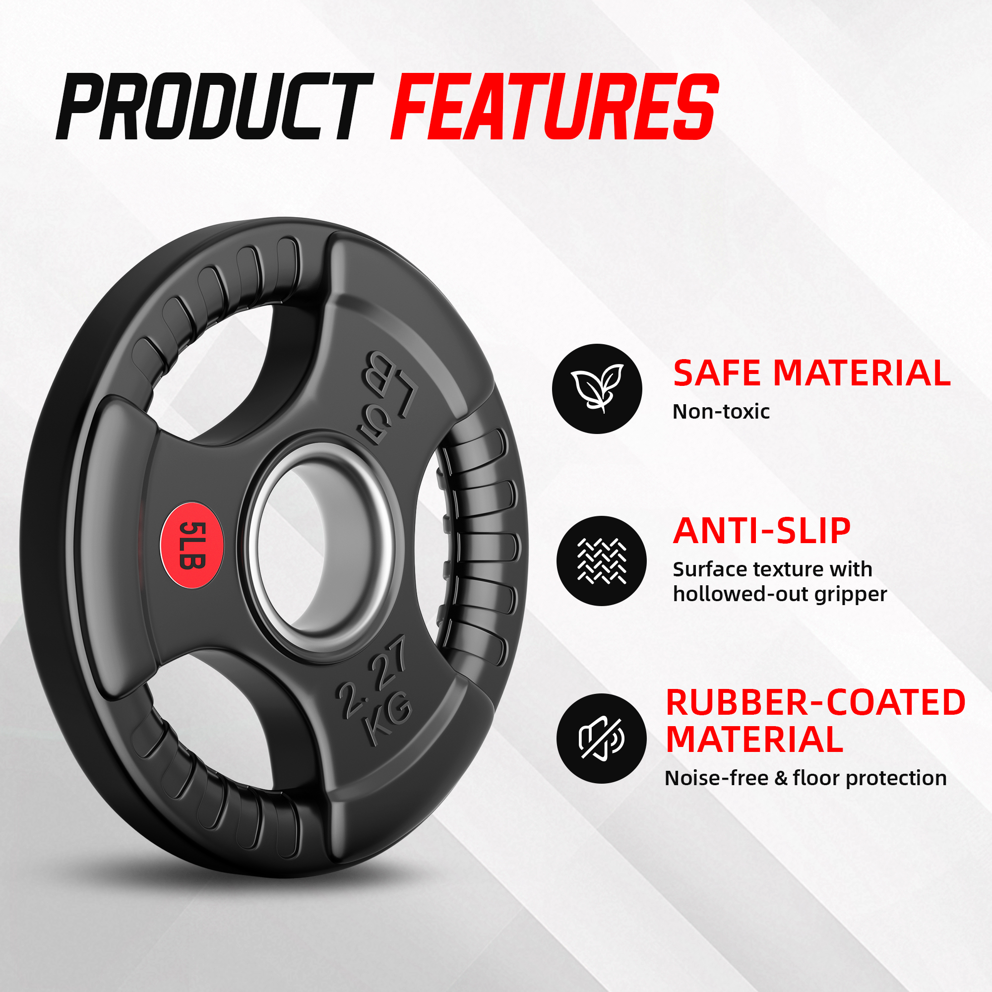 FlexWave 2-Inch Olympic Cast Iron Weight Plates，Multiple Sizes & Set Options, for Strength Training & Weightlifting
