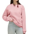 thumbnail image 4 of VISALY Pullover Crewneck Sweatshirt Tunic Sweatshirt Oversized Sweatshirts Hoodies Crewneck Sweaters Casual Tops Comfy Fall 2025 Casual Sweaters Winter Sweatshirts Fashion Sweatshirt Pink L, 4 of 9
