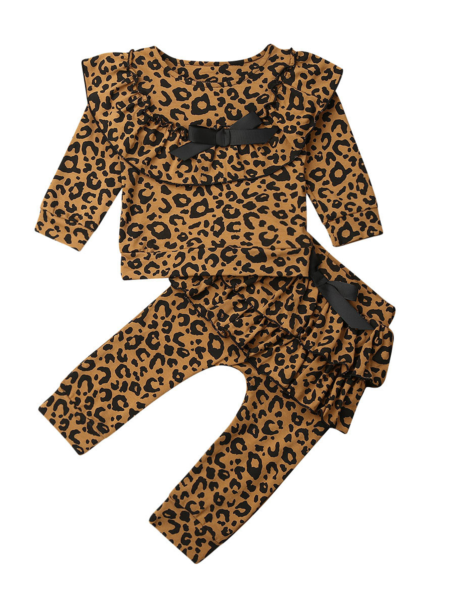 Karuedoo - Toddler Baby Girl Leopard Clothes Ruffle Long Sleeve Top T ...