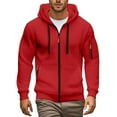 thumbnail image 2 of Mens Hoodies Jacket 2025 Fall Winter Long Sleeve Slim Fit Plain Zip Up Hoodie with Pockets Hooded Sweatshirt Pullover, 2 of 8