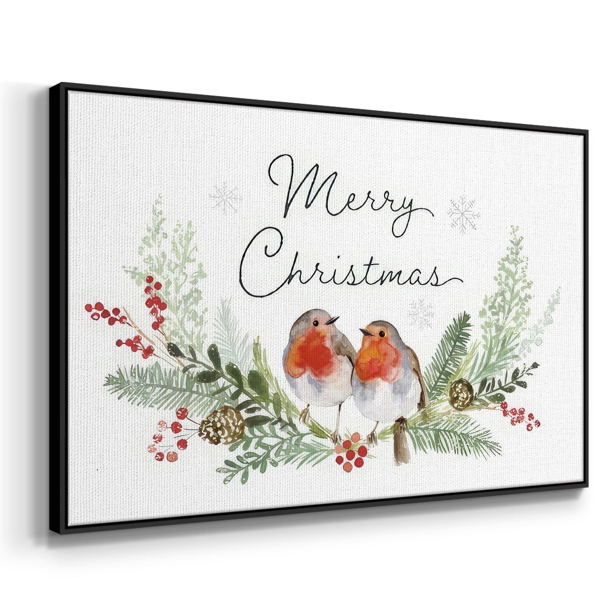 Winter Visitor Collection A - Framed Gallery Wrapped Holiday Canvas - 17 x 25 - Black Frame