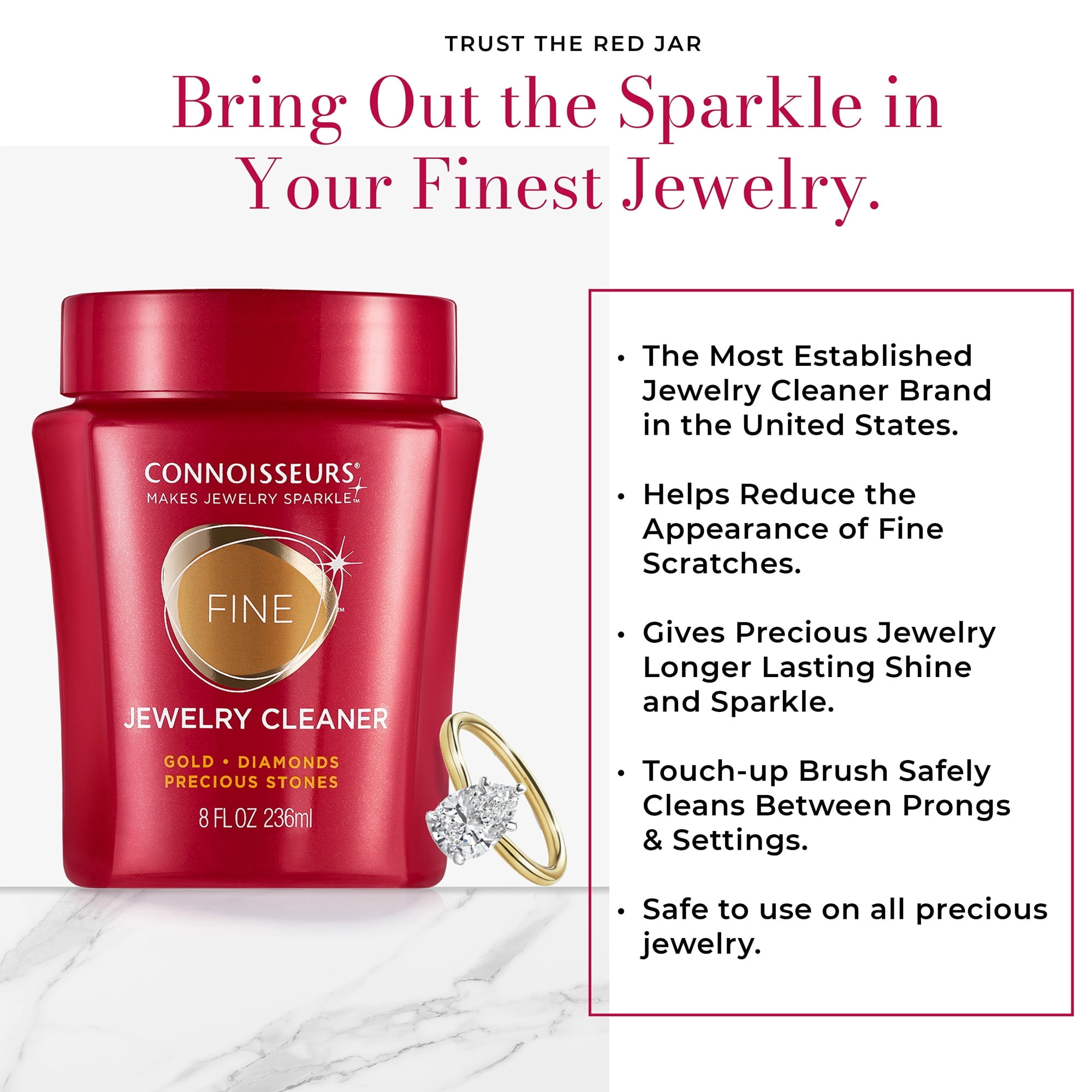 Connoisseurs Fine Jewelry Cleaner Solution for Gold, Diamonds, Platinum & Gemstones, 3 Pack