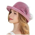 thumbnail image 3 of XINPING Women's Mesh Floral Sun Hat, Elegant Wide Brim Hat with Floral Netting Detail for Weddings, Garden Parties and Summer Vacation, 3 of 8