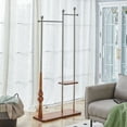 thumbnail image 2 of LK LTD Industrial Coat Rack Solid Wood and Silver Stainless Steel Double Layer Hanger 34.6 Inch Wide, 2 of 9