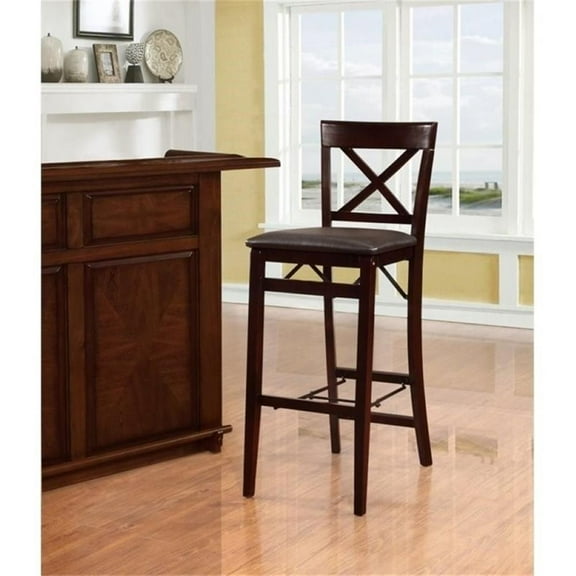 Hawthorne Collection 30" Faux Leather Bar Stool in Espresso Brown