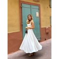 thumbnail image 3 of White Elegant Square Neck Spaghetti Strap A-Line Maxi Dress For Evening Party Wedding Spring Summer, 3 of 8