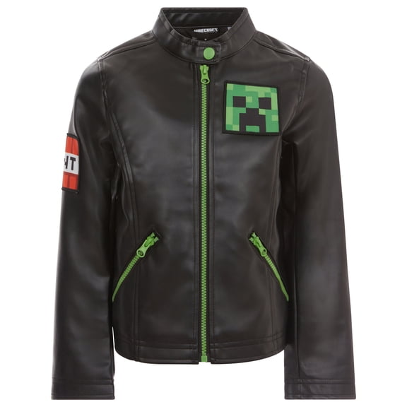 Minecraft Creeper Faux Leather Moto Jacket Little Kid to Big Kid
