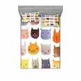 thumbnail image 2 of Ambesonne Animal Fitted Sheet & Pillow Sham Set, Colorful Humor Fun Cat, Twinxl, Multicolor, 2 of 3