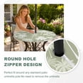 thumbnail image 4 of Round Outdoor Tablecloth with Umbrella Hole and Zipper, Tropical Palm Tree Tablecloth with Elastic Waterproof, Sage Green Plants Coastal Leaf Beach Patio Table Covers for 36" - 44" Pool Tables, 4 of 9