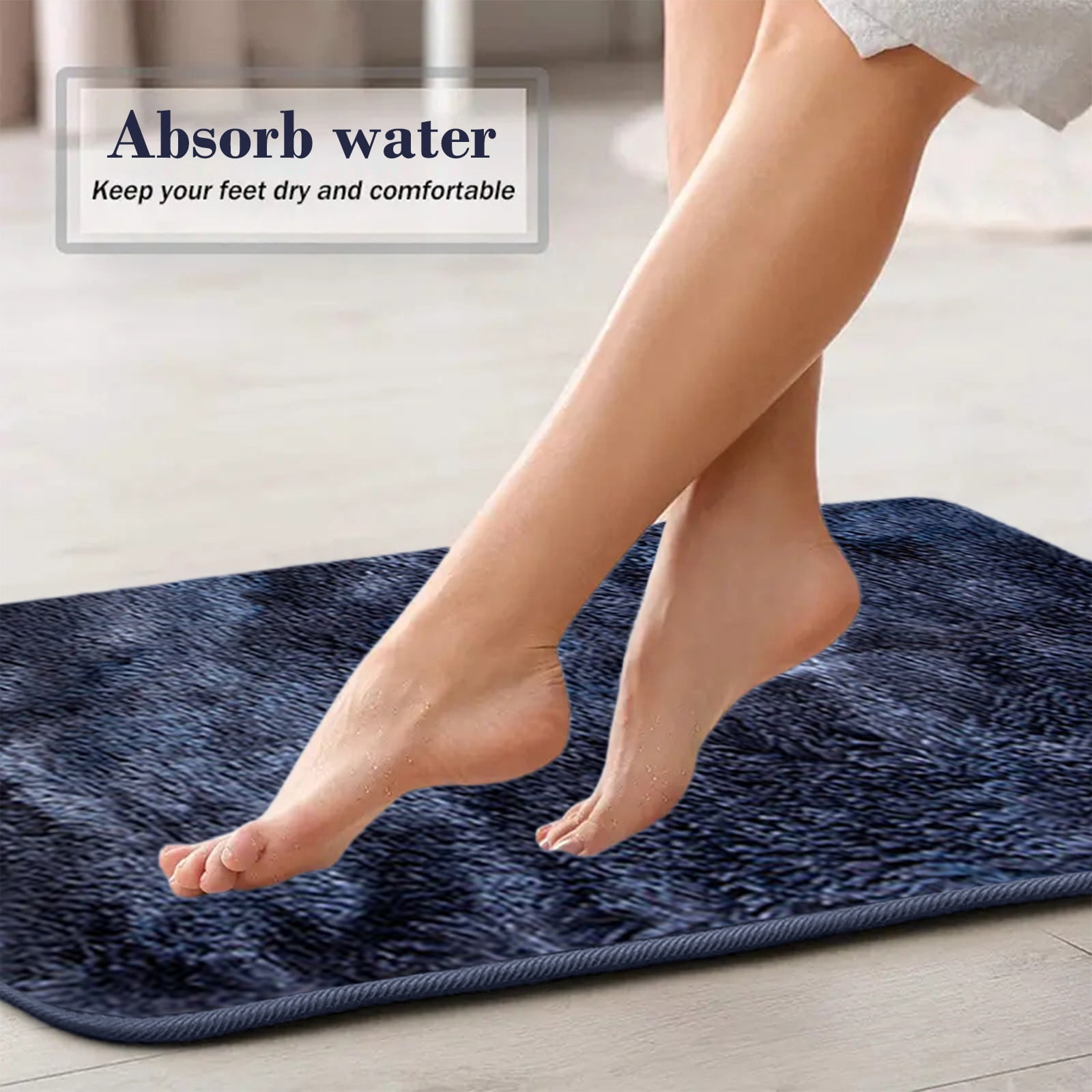 InsCrazy Bathroom Rugs Sets 3 Piece Mixed Color Bath Mats 3 Set Winter Toilet Mats Universal Soft Water Absorption Non-Slip Thick Machine Washable Easy To Dry Dark Bath Decor
