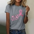thumbnail image 2 of Yuanlong Womens T-Shirts Short Sleeved Ribbon Butterflies Print Tee Shirts Cancer Awareness Blessing Pullover Tops, 2 of 4