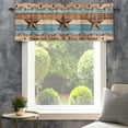 thumbnail image 4 of Western Texas Star Retro Farmhouse Short Window Curtain Valances, Country Farmhouse Light Blue Brown Wooden Rod Pocket Kitchen Valances for Living Room Bedroom Bathroom Cafe 60" x 18", 4 of 8