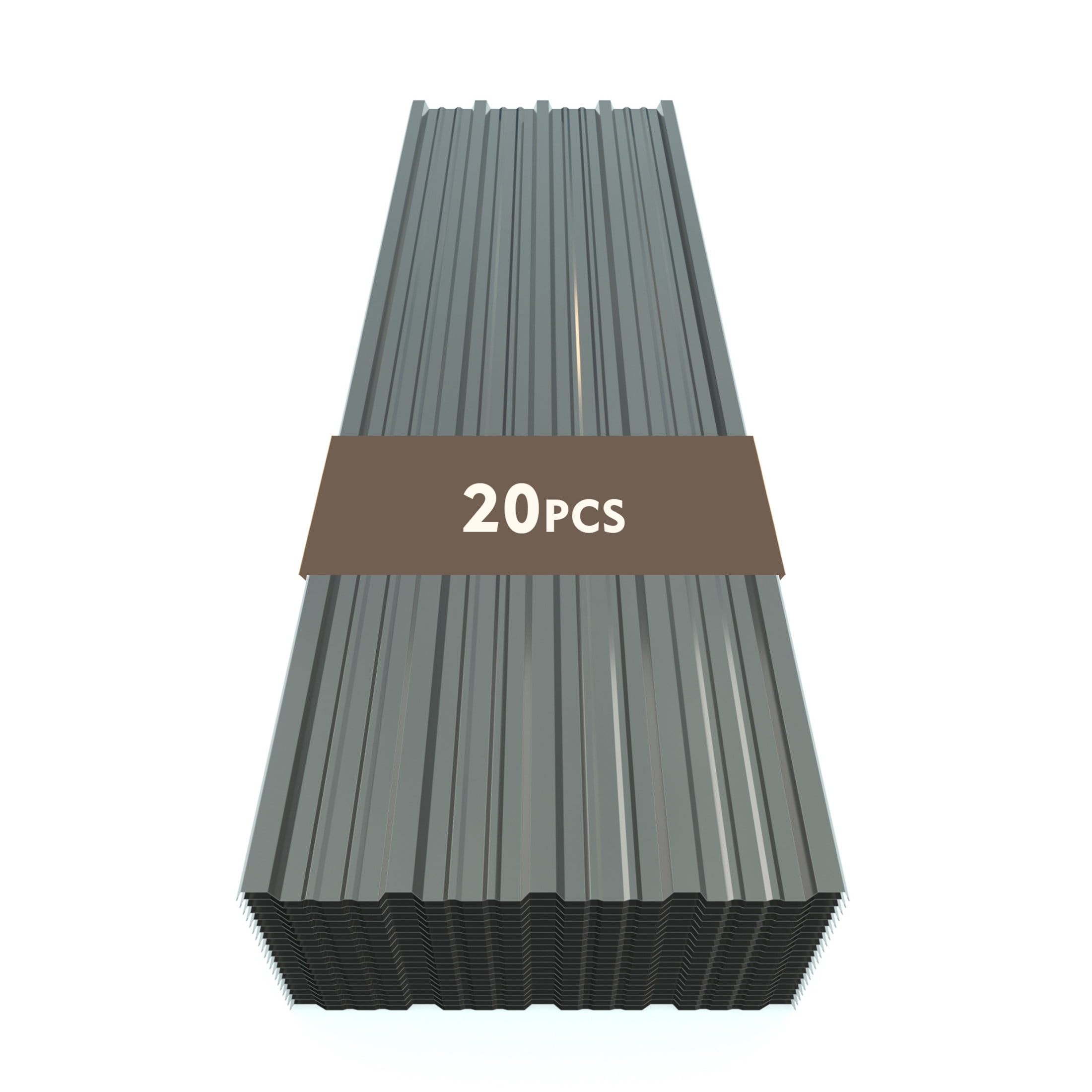 Noble House 20 Pack Corrugated Galvanized Steel Roof Panels, 61.02" x 18.9" Roofing Sheets, Gray