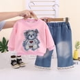 thumbnail image 2 of YEPGAR Infant Girls Suits Long Sleeve Printed Top Casual Pants Matching Outfit Autumn Cute Style Toddler Daily Sweatsuit (Pink, 4-5 Years), 2 of 5