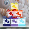 thumbnail image 2 of 50Pcs Heart Box Multi-color Optional Detailed Eye-catching Delicate Exquisite Packaging Paper Wedding Party Candy Chocolate Container for Cookie, 2 of 8