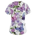 thumbnail image 4 of EHTMSAK Printed Scrub Tops 3x Floral with Pocket Summer Nurse Short Sleeve V Neck Workwear Print Working Uniform Blouse Medical Scrubs with Pockets on Clearance Multicolor S, 4 of 7