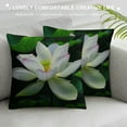 thumbnail image 3 of ONETECH Throw Pillow Cover Lotus Flowers Watercolor Summer Floral Blossom Botanical Green Leaves Plant Garden Decor Lumbar Pillow Case Cushion for Sofa Couch Bed, 3 of 5