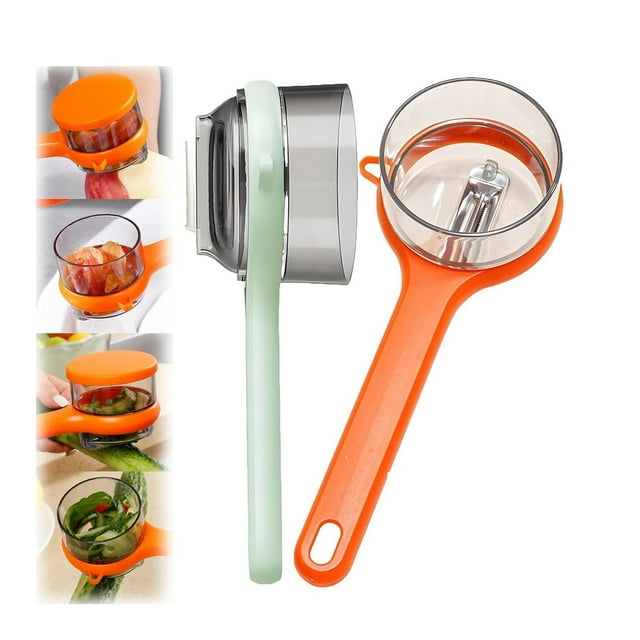 2PCS Double-Sided Stainless Steel Blade Peeling Knife with Storage Box, 2025 New Peeling Knife with Storage Box, Multi-Function Vegetable Fruit Peeler, Fast Peeling, Easy To Clean (Green*Orange)