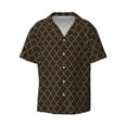 thumbnail image 3 of Goofa Brown Moroccan Trellis Printed Men's Casual Short-sleeved Shirt,Lightweight Breathable Button-down,Summer Casual men's top,Versatile Fashion shirt-4X-Large, 3 of 7