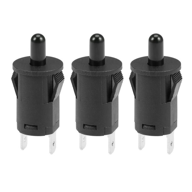 Interruptor de luz de puerta del refrigerador 10mm Interruptor de frigorífico momentáneo Normalmente Cerrado NC PB35 AC 250V 3A Negro 3pcs