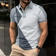 thumbnail image 2 of Men's Classic Short Sleeve Polo Shirt Zip Up Casual Summer Slim Fit T-Shirts, 2 of 6