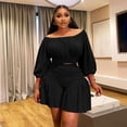 thumbnail image 5 of AURA Women Plus Size Two Piece Set Casual Long Sleeve Top Shorts Lounge Outfit, 5 of 6