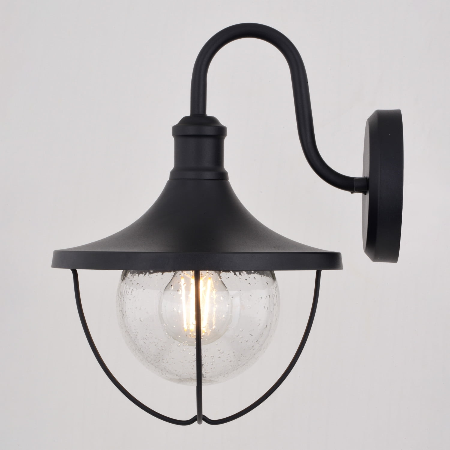 Dunlap 1 Light Textured Black Coastal Outdoor Wall Lantern Clear Glass