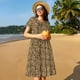 thumbnail image 4 of Fotbe Leopard Print Brown Vestido Largo de Moda para Mujer, Vestido Tipo Camiseta con Manga Corta y Estilo Casual a Rayas y Bloques de Color, 4 of 6