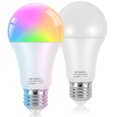 thumbnail image 1 of 2 Pcs Ampoule LED Intelligente Ampoule Intelligente 9W WiFi et Bluetooth Dimmable Changement de Couleur Ampoule Contrôle Vocal/télécommande Ampoules Intelligentes Multifonctions pour Maison Ou Extérieur, 1 of 10