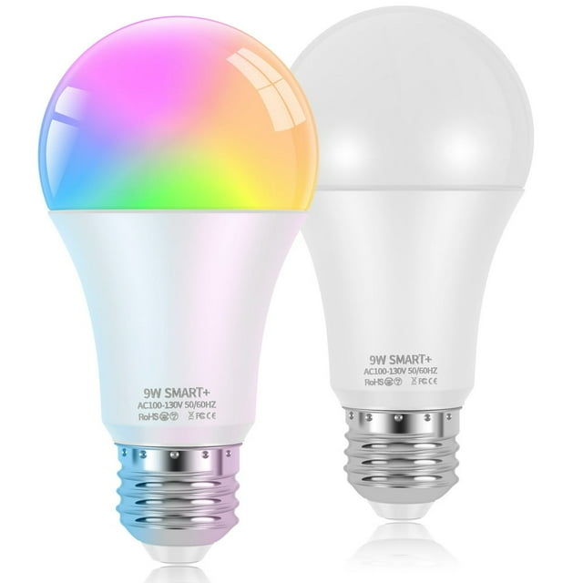 AMERTEER 2 Pcs Ampoule LED Intelligente Ampoule Intelligente 9W WiFi et Bluetooth Dimmable Changement de Couleur Ampoule Contrôle Vocal/télécommande Ampoules Intelligentes Multifonctions pour Maison Ou Extérieur