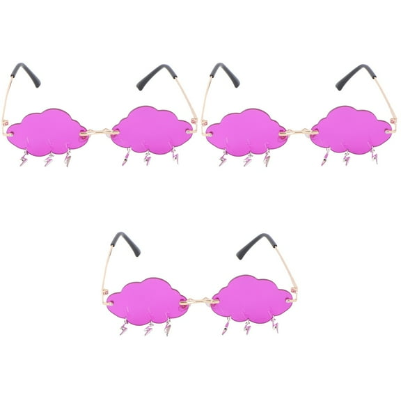 3 Pairs Rimless Kids Sunglasses Violet Costume Glasses UV Lightweight Eyewear for Children