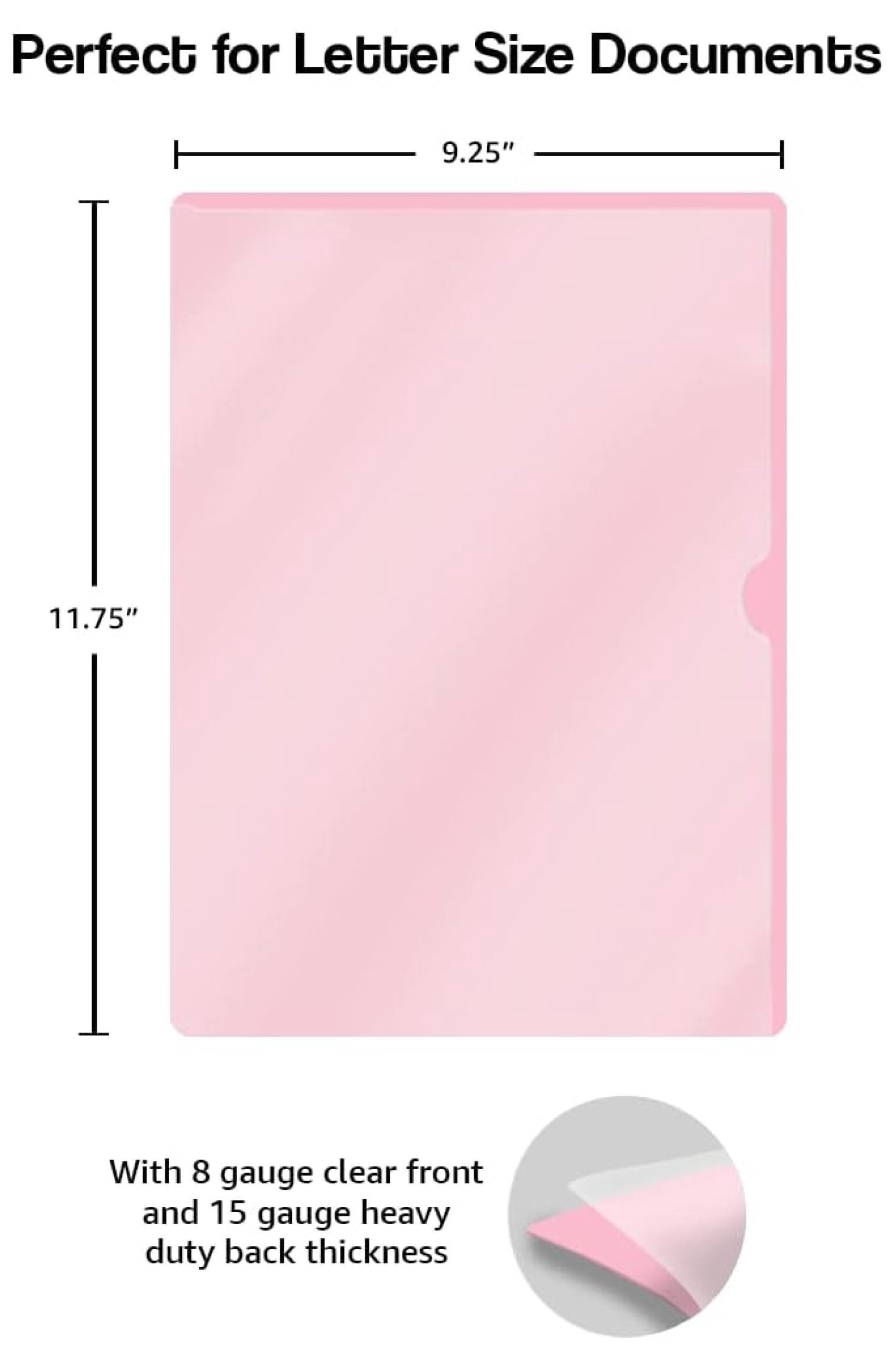 Pink Vinyl Folders Letter Size - Heavy Duty Plastic Folders with Pocket (50 Pack)
