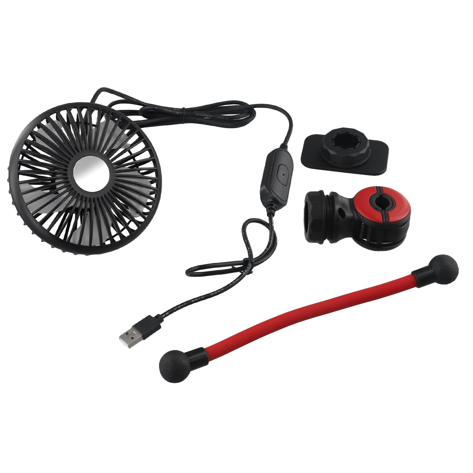 Car Fan 3 Speeds Adjustable For 360 Degree Rotating Hose Flexible Cooling Fan